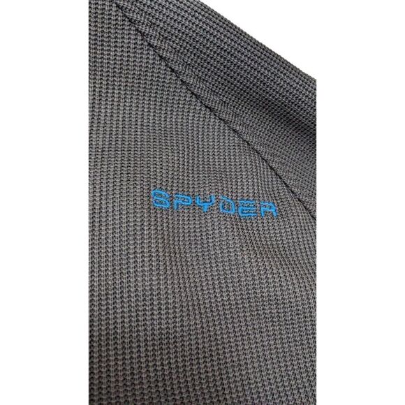 Spyder Sweater Jacket Medium Gray Black Outbound Blue Logo Quarter Zip - Picture 8 of 10